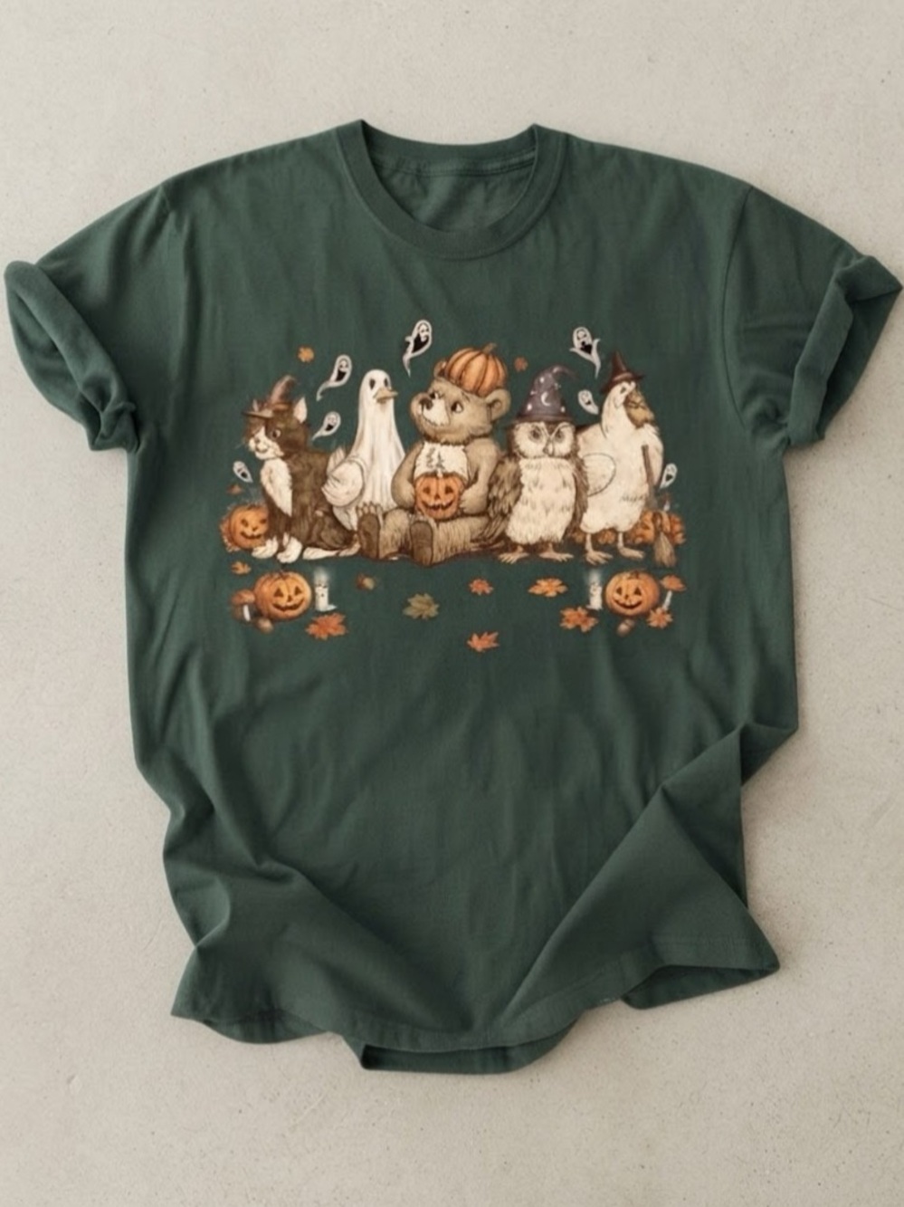 Spooky Cute Halloween Animals Pumpkin Witch Costume Gildan T-Shirt